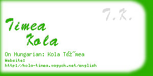 timea kola business card